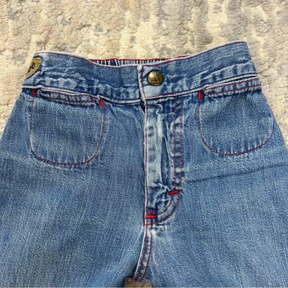 Vintage 1970 Lee Wide Leg Jeans Size 7 Embroidered Back Pockets - Picture 3 of 7